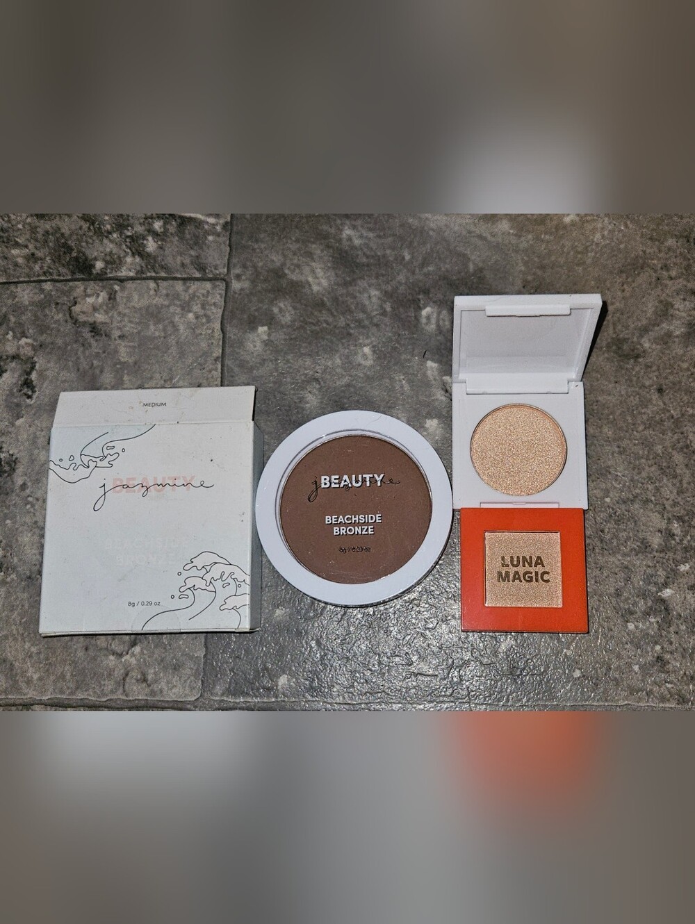 Jazmine Beauty Bronzer, Luna Magic & Just Ximena Highlighters BNIB